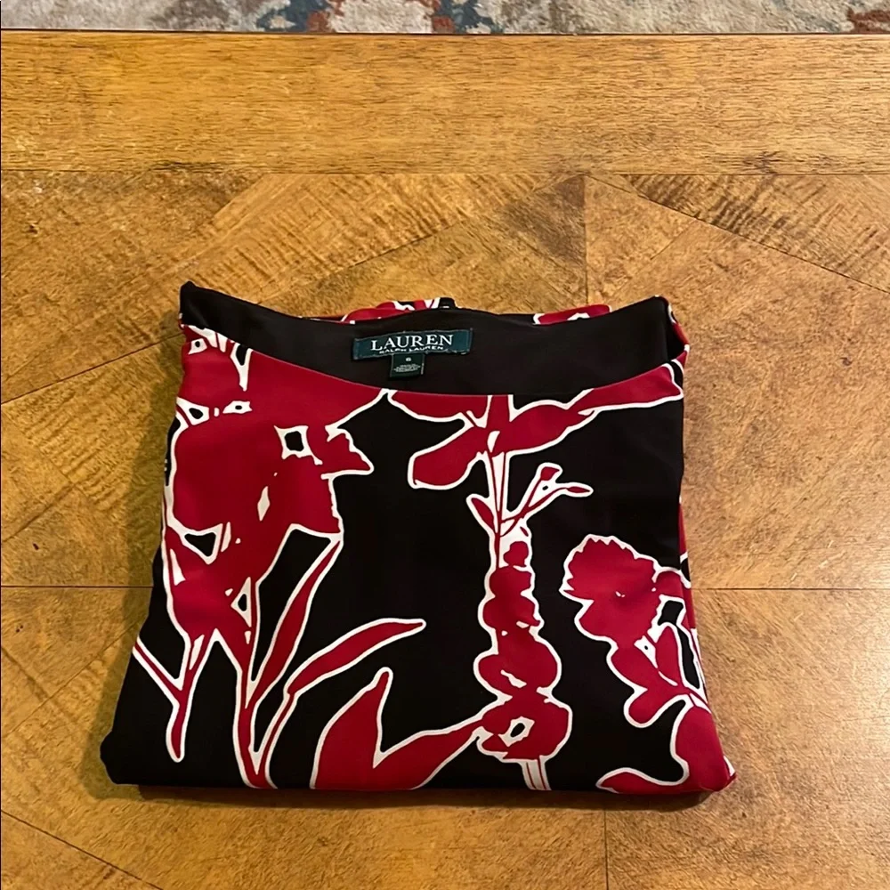 Lauren Ralph Lauren Black and Red Sheath Dress Crew Neck - Picture 15 of 15